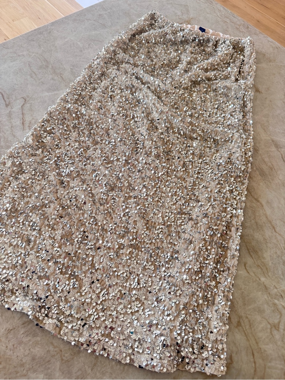 Old Navy NWT Champagne Sequin Maxi Skirt Size Medium Formal Party Holiday